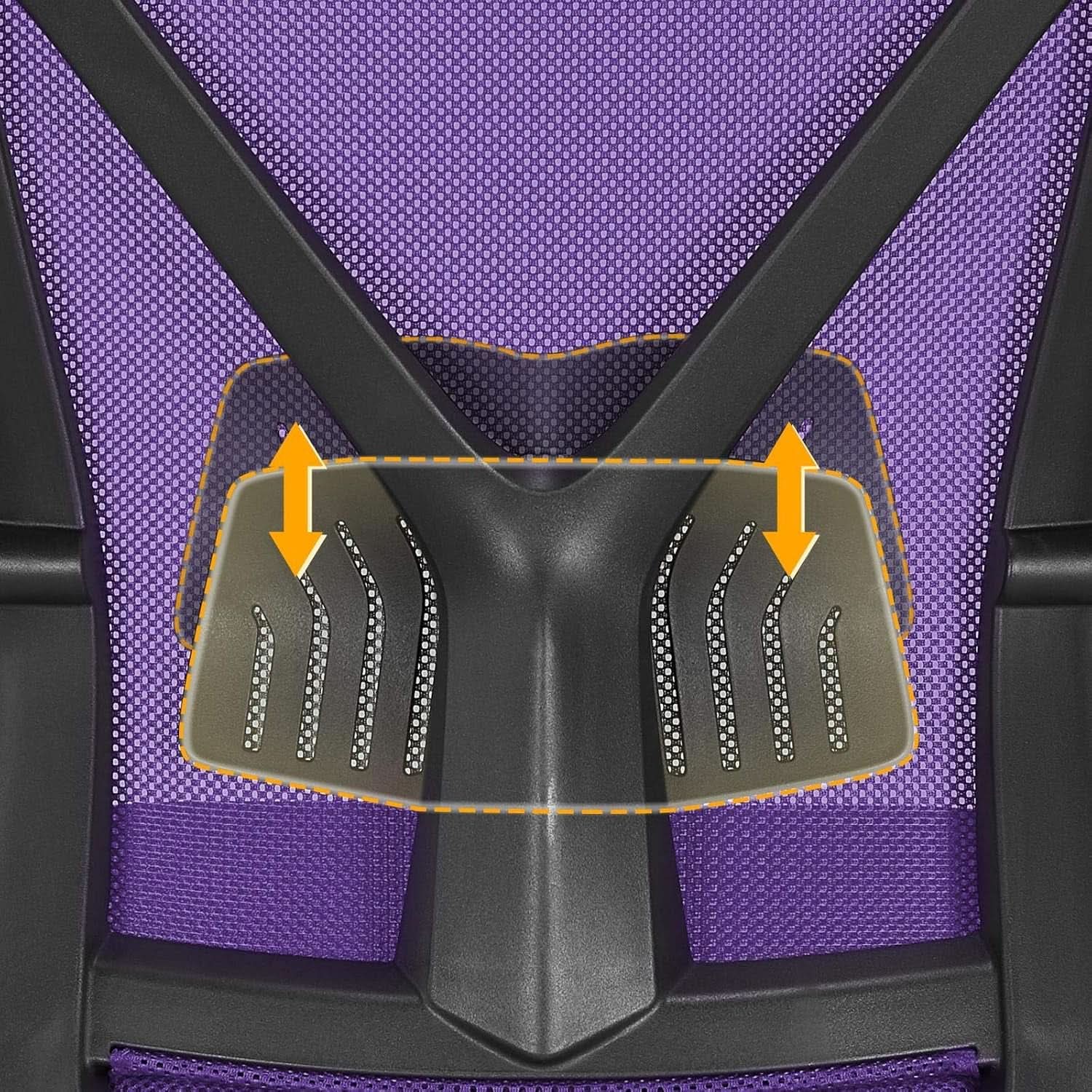 Ergonomic Purple Mesh Office Desk Chair With Lumbar Support