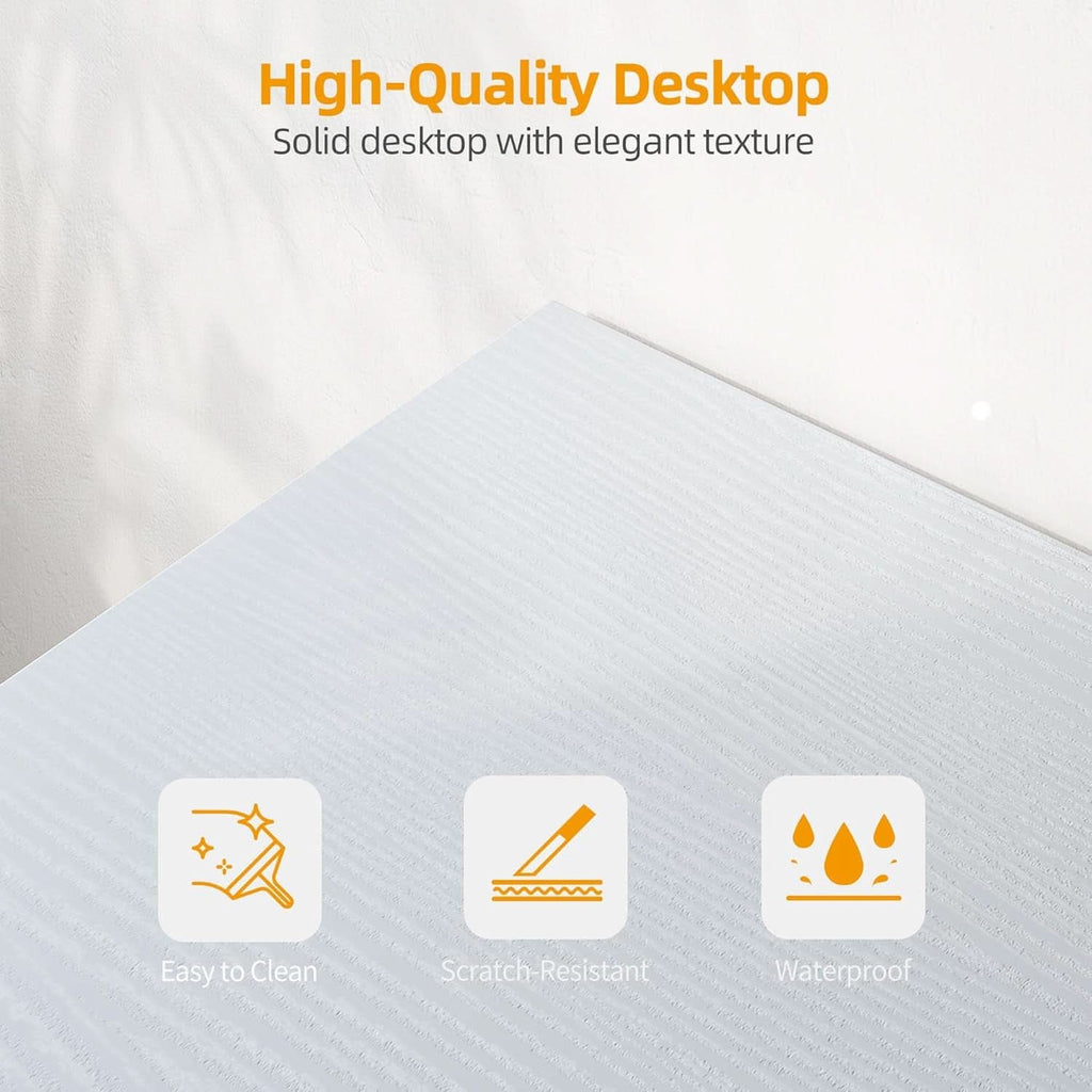L Shaped Corner Desk 47 Inch With Power Outlets White