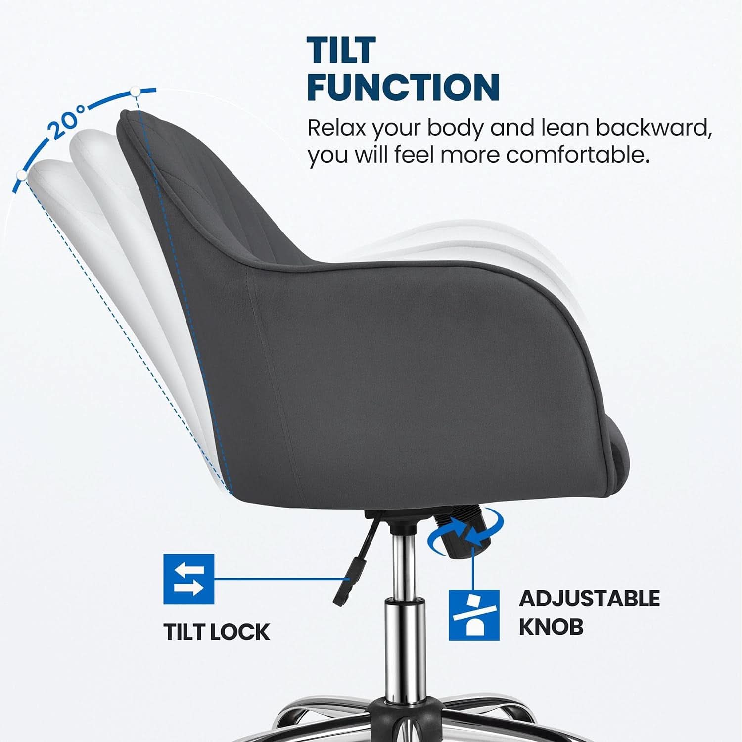 Height Adjustable Desk Chair Gray For Home Office Use