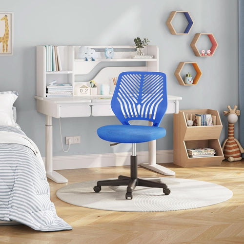 Blue Adjustable Student Desk Chair With Lumbar Support