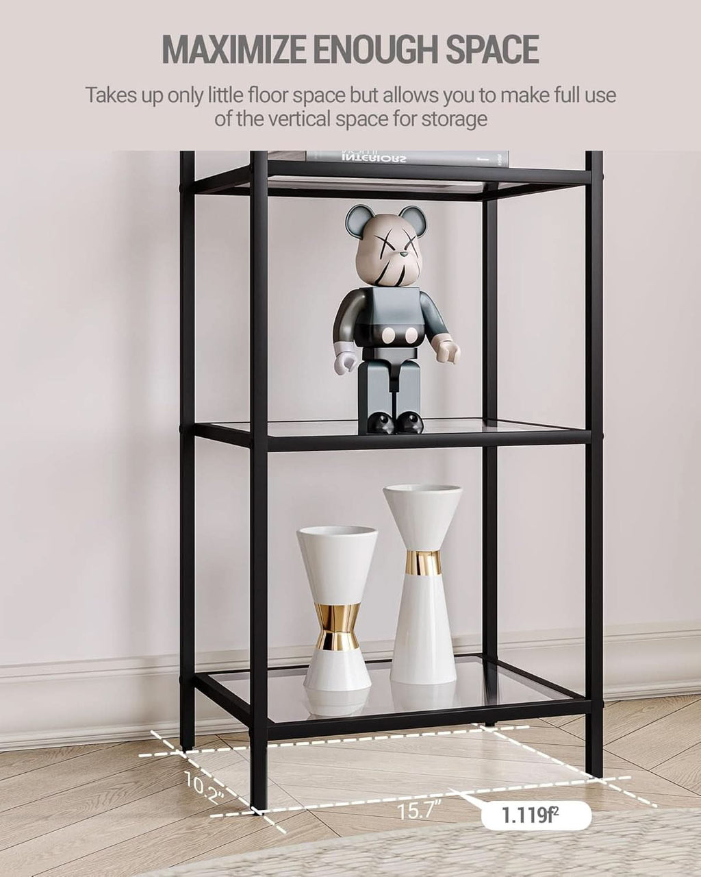 Six Tier Bookcase With Tempered Glass Shelves Home Office