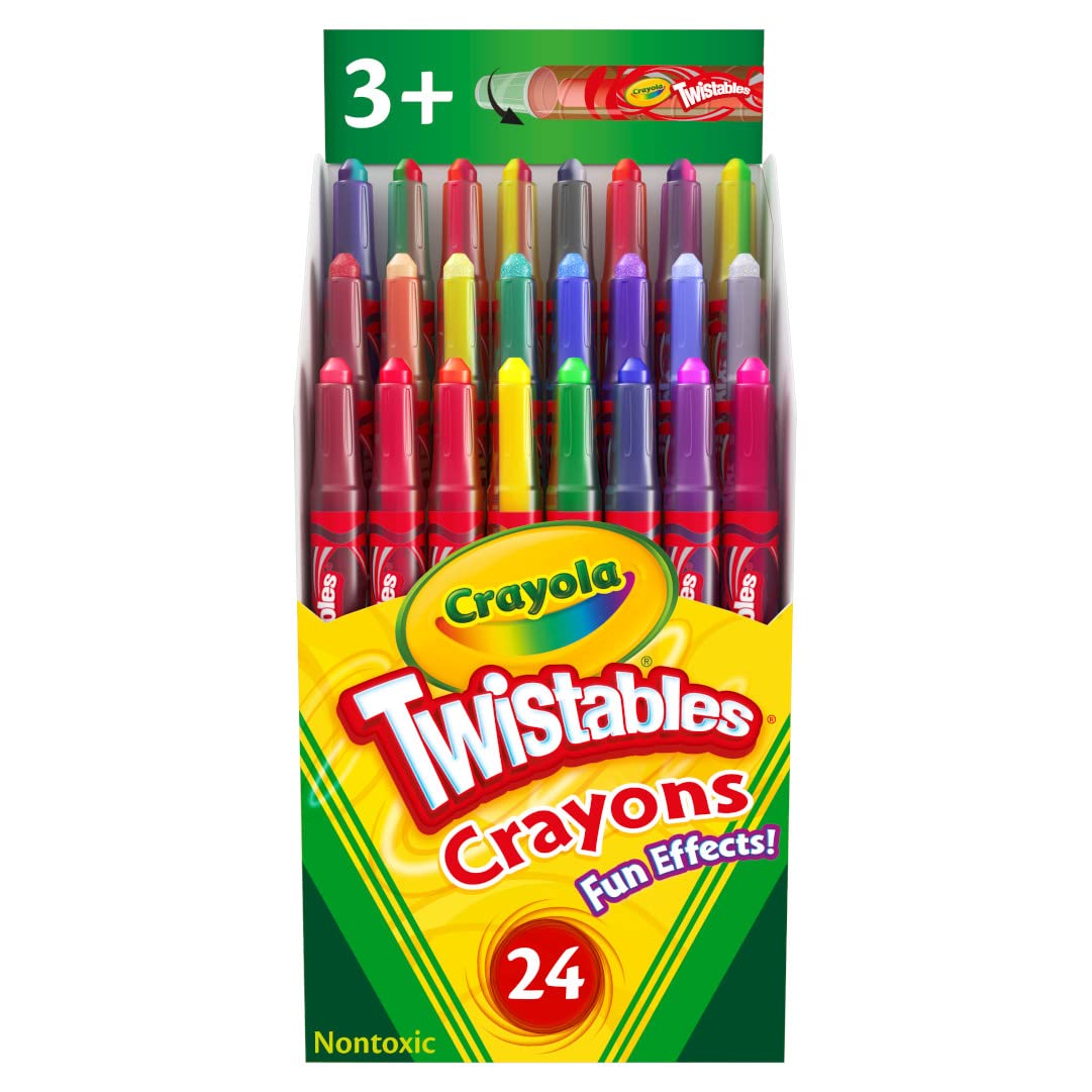 Crayola Twistables Crayons (24ct) Special Effects Crayons for Kids No Sharpening Coloring Supplies Less Mess Gifts for Kids
