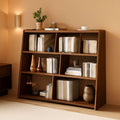 Extendable Walnut Three Tier Bookcase With Open Cubbies