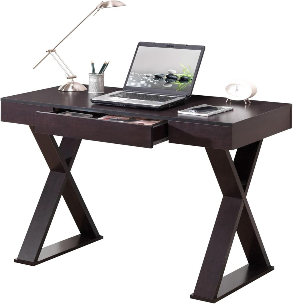 Trendy Espresso Writing Desk with Drawer and Storage